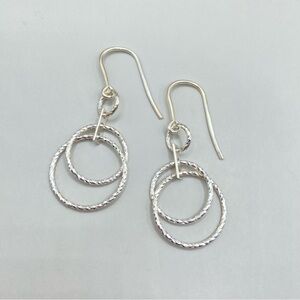 Dyadema Italy Sterling Silver Etched Circle Earrings